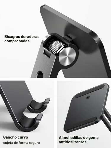 Vista 6 de Soporte para Tablet UGREEN Compatible con iPad Soporte de Escritorio Ajustable Base de Aluminio Más Gruesa Compatible con iPad Pro Air Mini 13 12.9