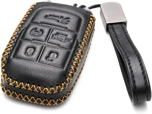 Vista 2 de Vitodeco Funda protectora de piel auténtica con control remoto inteligente para llaves con correa de cuero, compatible con RAM 2500, 3500, 4500
