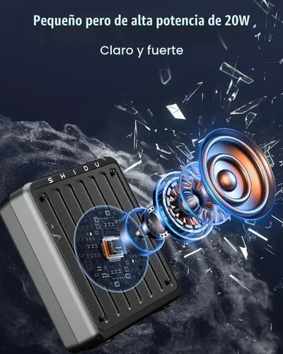 Vista 3 de SHIDU Amplificador de voz de 20 W, micrófono inalámbrico Lavalier, amplificador de voz Bluetooth para profesores, micrófono portátil con altavoz