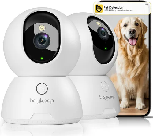Vista 9 de BoyKeep Indoor Camera, 2K Cameras for Home Security with Motion Detection, Pet Camera Indoor with Phone App, Color Night Vision, 2-Way Audio