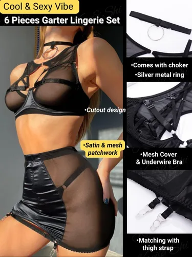 Vista 2 de Kaei&Shi Juego de liguero de falda de cintura alta elástica y transparente, 6 piezas