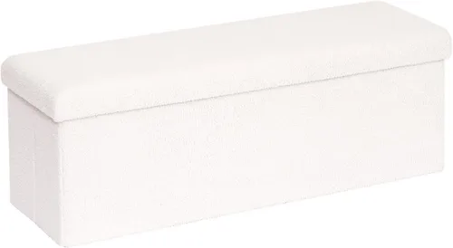 Vista 10 de B FSOBEIIALEO - Otomana de almacenamiento en forma de cubo pequeña, reposapiés de Sherpa, otomanas plegables portátiles de bouclé, piel sintética