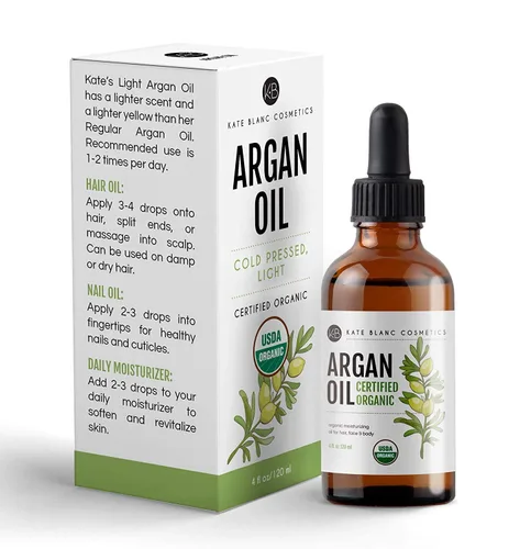 Vista 7 de Aceite de Argán marroquí orgánico virgen 100 % puro con certificación USDA, prensado en frío por Kate Blanc Estimula el crecimiento para el pelo