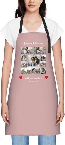 Vista 55 de Delantales personalizados para mujer, diseño de delantal de chef ajustable con nombre, textos, fotos, flores, regalos para el día de la madre