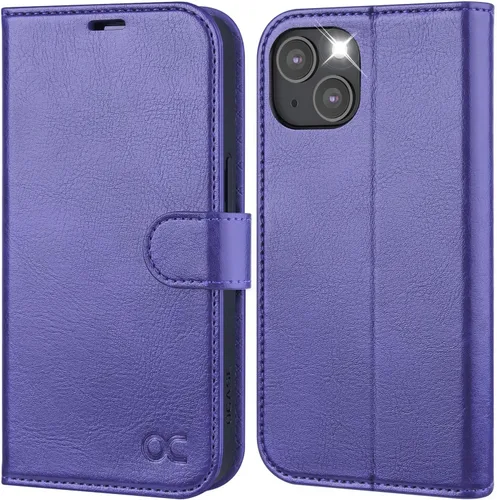 Vista 15 de OCASE Funda de piel sintética compatible con iPhone 14, con tarjetero y función atril con bloqueo RFID [carcasa interior de TPU a prueba de golpes]