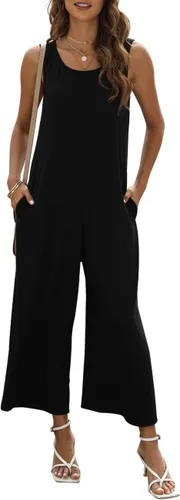 Vista 4 de Nfsion Mono de verano para mujer, casual, holgado, sin mangas, cuello redondo, con bolsillos
