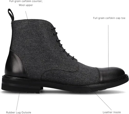 Vista 2 de TAFT Jack Boot - Botas de vestir hechas a mano de cuero y lana para hombre