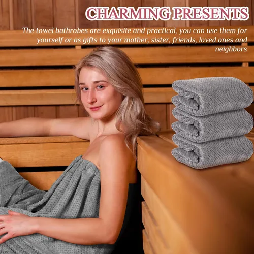 Vista 33 de 4 toallas envolventes para mujer, bata de spa con cierre ajustable, parte superior elástica, envoltura ligera para baño y ducha