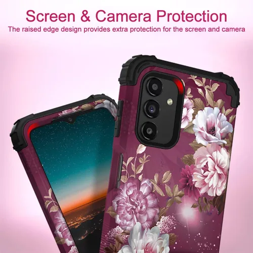 Vista 4 de Hocase Funda para Galaxy A13 5G, resistente a los golpes, protección de goma de silicona suave, funda protectora híbrida de plástico duro