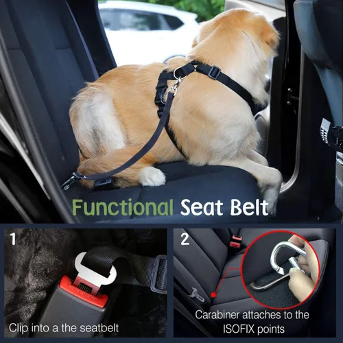 Vista 71 de VavoPaw Cinturón de Seguridad para Perros, Chaleco de Seguridad Arnés para Perros para Automóvil con Hebilla Ajustable Cinturón de Seguridad
