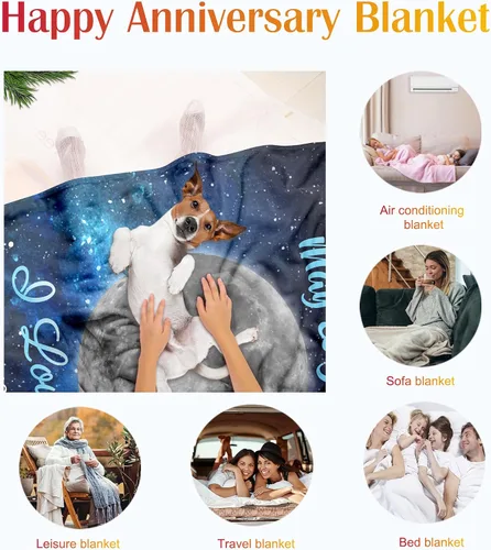 Vista 5 de TURMTF Manta personalizada con foto para mamá de hija e hijo, regalos de boda personalizados para ella, él, pareja, esposa, marido, novia, novio