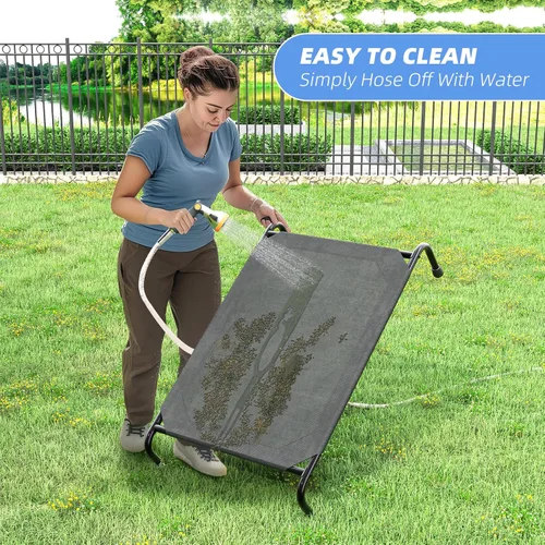 Vista 5 de Simple Trending Cama elevada para perros pequeños, cuna elevada impermeable para perros, cama refrescante para mascotas al aire libre, 36.5" x Negro