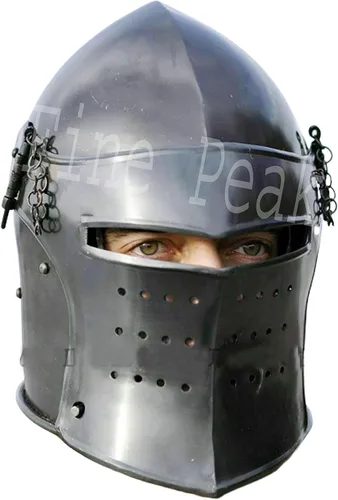 Vista 2 de Casco medieval Barbuta negro Caballeros Templarios Crusader Armor Casco SCA Casco negro casco vikingo casco de caballero casco espartano
