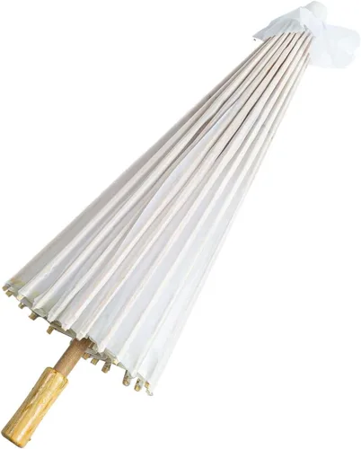 Vista 3 de THY COLLECTIBLES Parasol chino japonés de 33 pulgadas para bodas fotografías disfraces cosplay decoración y otros eventos color sólido blanco