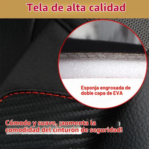 Vista 4 de AUCELI 2 fundas para cinturón de seguridad de automóvil, fundas de correa de hombro de fibra de carbono, almohadilla de arnés suave de cuero Negro
