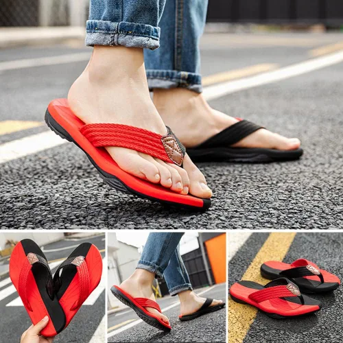 Vista 5 de MGGMOKAY Sandalias cómodas para hombre, con soporte de arco, sandalias casuales con correa en T para hombre, sandalias de verano para la playa
