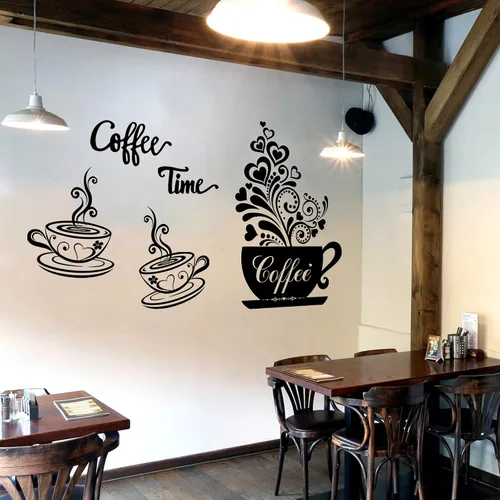 Vista 5 de Calcomanías de pared para cocina, vinilo para café, té, calcomanías