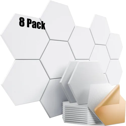 Vista 104 de Paquete de 12 paneles acústicos autoadhesivos de 12 x 10 x 0.4 pulgadas, paneles de espuma a prueba de sonido con alta densidad, elegante diseño
