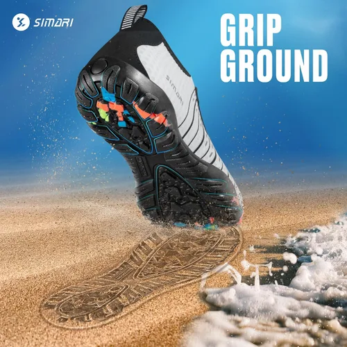 Vista 6 de Simari Zapatos de agua para mujer, hombre, natación, playa, piscina, deportes acuáticos, secado rápido, estilo descalzo, buceo, surf y caminar