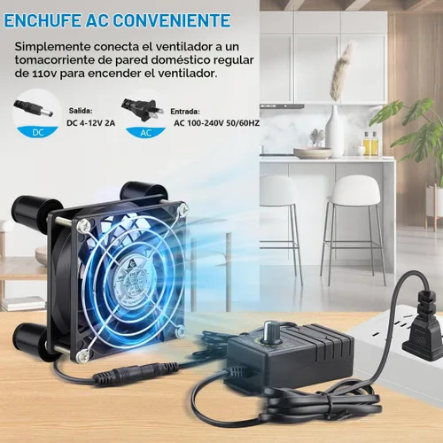 Vista 4 de GDSTIME 80mm Computer Fan with AC Plug, Variable Speed PC Fan w/Controller