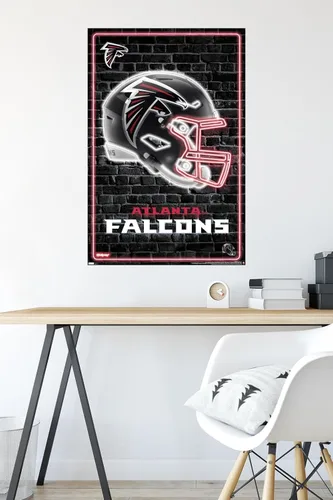 Vista 4 de NFL Atlanta Falcons - Póster de pared con casco neón 23, 34 pulgadas de largo x 22.4 pulgadas de ancho, versión sin marco
