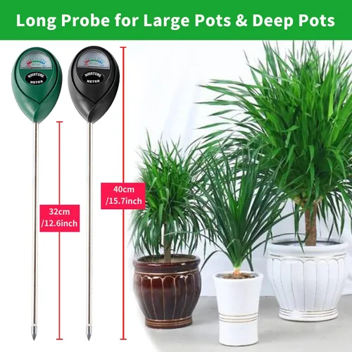 Vista 2 de Medidor de Humedad del Suelo de Sonda Larga Extendida, Paquete de 2 Medidores de Agua para Plantas, Medidor de Suelo, Sensor de Humedad, Higrómetro