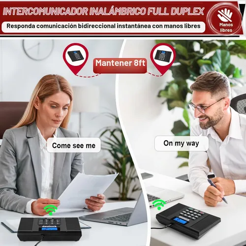 Vista 3 de Intercomunicadores inalámbricos SANZUCO 60D para el hogar, 18 canales de 1400 pies, 3 estaciones Full Duplex Wireless Intercom for Home Office