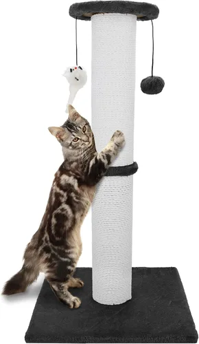 Vista 11 de Poste rascador para gatos Ahomdoo de 34 pulgadas, poste rascador para gatos resistente y más grueso de sisal con bola colgante y poste rascador