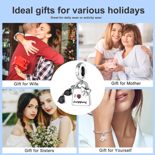 Vista 6 de PICKBEAU S925 Sterling Silver Charms Bracelet Necklace Keychain Sunglasses Bag Butterfly Sunflower Charm Beads DIY Jewelry Gifts For Women