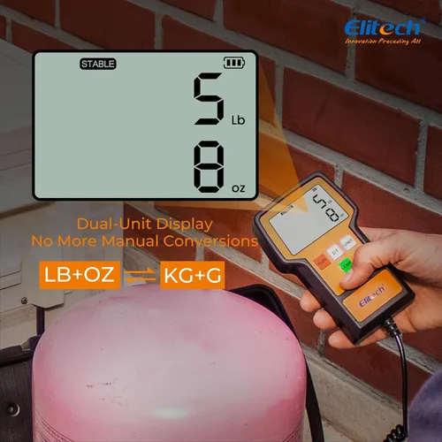 Vista 5 de Báscula Elitech LMC-100F+ de carga para refrigerante, 110 libras, de alta precisión, para Freon, para calefacción, ventilación y aire acondicionado
