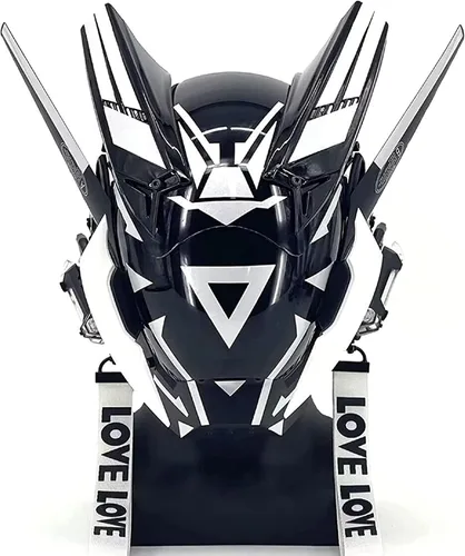 Vista 2 de detfgcl Máscara cibernética LED para hombres adultos, máscara tecnológica, accesorios de disfraz punk, máscara de cosplay, casco futurista