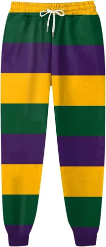 Vista 4 de EOPUING Pantalones de Mardi Gras para mujer 2024 a la moda, pantalones estampados con cordón y bolsillo