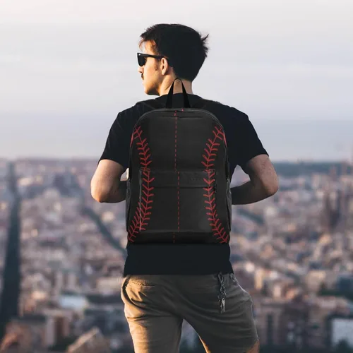 Vista 7 de Mochila para computadora de poliéster divertido para niños, niñas, mochila grande para negocios, deportes, viajes, escuela, libros, Béisbol