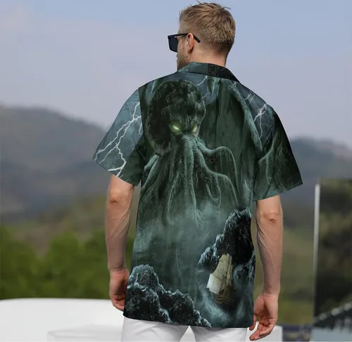 Vista 7 de Socira Camisas con botones para hombre, transpirables, de manga corta, hawaianas, divertidas camisas de playa Aloha, camisetas hawaianas de verano