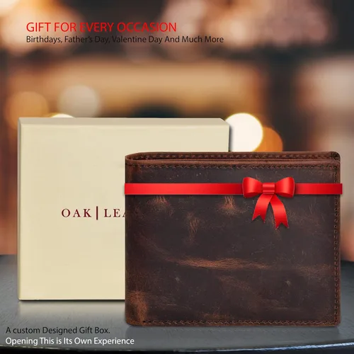 Vista 7 de Carteras RFID delgadas para hombres - Cartera de bolsillo frontal de piel genuina