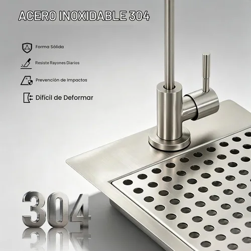 Vista 8 de Lavadora de vasos de vidrio, enjuague comercial de acero inoxidable 304 con grifo y boquilla de limpieza multiángulo para bar, cafetería