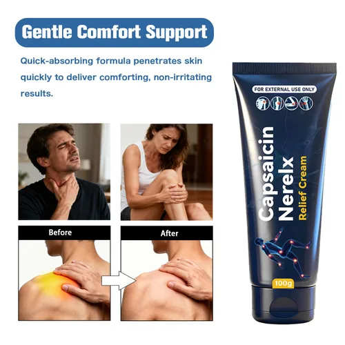 Vista 2 de Crema de alivio de capsaicina Nerex con árnica, mentol, MSM y glucosamina para áreas de articulaciones corporales, pies, manos, piernas, músculos