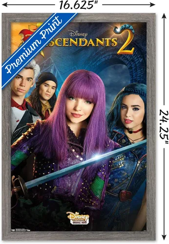 Vista 3 de Trends International Disney Descendants 2 - Póster de pared de una hoja, 14.725 x 22.375 pulgadas, versión enmarcada de madera de granero
