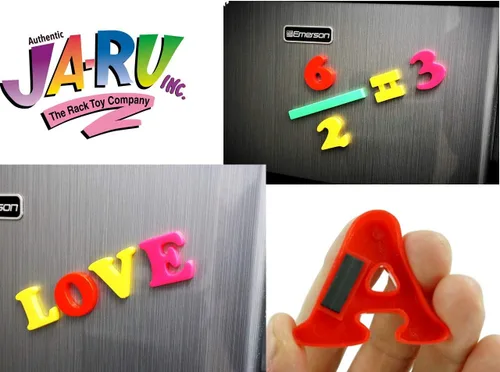 Vista 4 de JA-RU Juego de letras magnéticas (1 paquete de letras ABC) letras de plástico coloridas. Imanes de refrigerador para niños y niños pequeños.