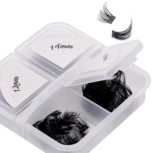 Vista 25 de ACTROL Pestañas de anime con forma de pluma, extensiones de racimo de pestañas naturales de manga individual