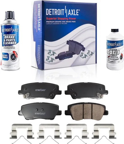 Vista 135 de Detroit Axle - Pastillas de freno para Ford F-150 99-03, 02 Lincoln Blackwood, Pastillas de freno de cerámica delanteras y traseras con repuesto