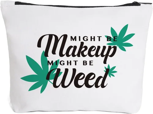 Vista 8 de Fokongna Bolsa de Maquillaje Divertida de Marihuana, Regalos divertidos para mejor amiga, Regalos de Broma para mujeres, Regalo de Viaje