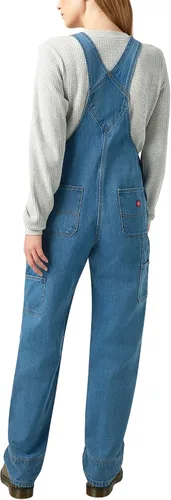 Vista 3 de Dickies, Overol de jean con pechera para mujer Desteñido (Bleach Wash)
