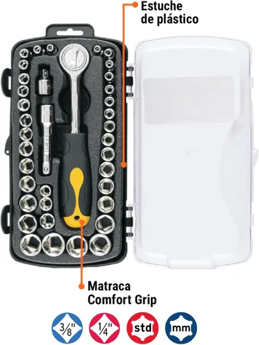Vista 2 de Dados, Mesa 1/4 y 3/8 ', 39 piezas, Pretul