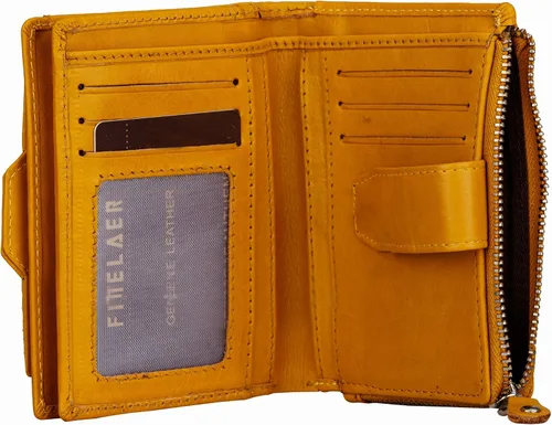 Vista 8 de FINELAER Cartera de cuero para mujer, Amarillo, Minimalista