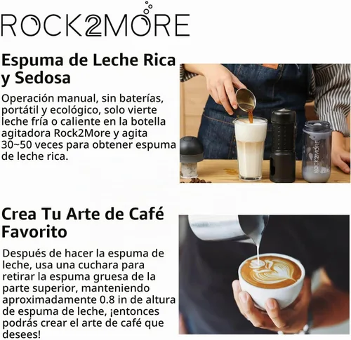 Vista 3 de STARESSO Mini cafetera de viaje y espumador de leche manual, cafetera portátil 2 en 1, máquina de café espresso manual compatible con cápsulas NS