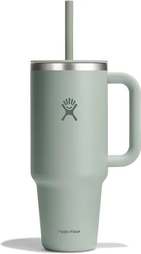 Vista 49 de Hydro Flask Vaso de Viaje con Asa, Tapa y Pajita - Acero Inoxidable Aislado en 24 Oz Aloe
