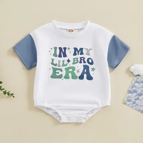 Vista 7 de Omkzanbi Big Brother Little Brother - Traje a juego en My BigLil Bro Era Romper camisa pantalones cortos para correr, 2 piezas de ropa de verano