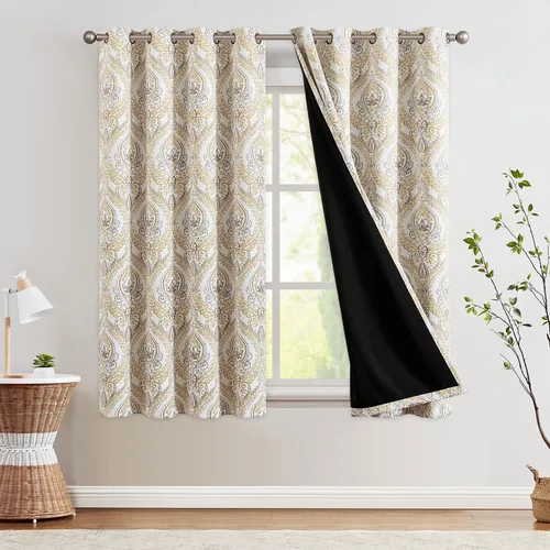 Vista 12 de jinchan Cortinas de lino texturizadas para oscurecer la sala de estar, 54 pulgadas de largo, cortinas de medallón para dormitorio, tratamientos