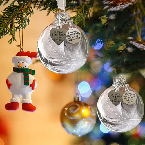 Vista 5 de Adorno conmemorativo de Navidad transparente, bola de plumas, A Piece of My Heart is in Heaven, Loss of Loved One Aunt Christmas Tree Hanging Pendan